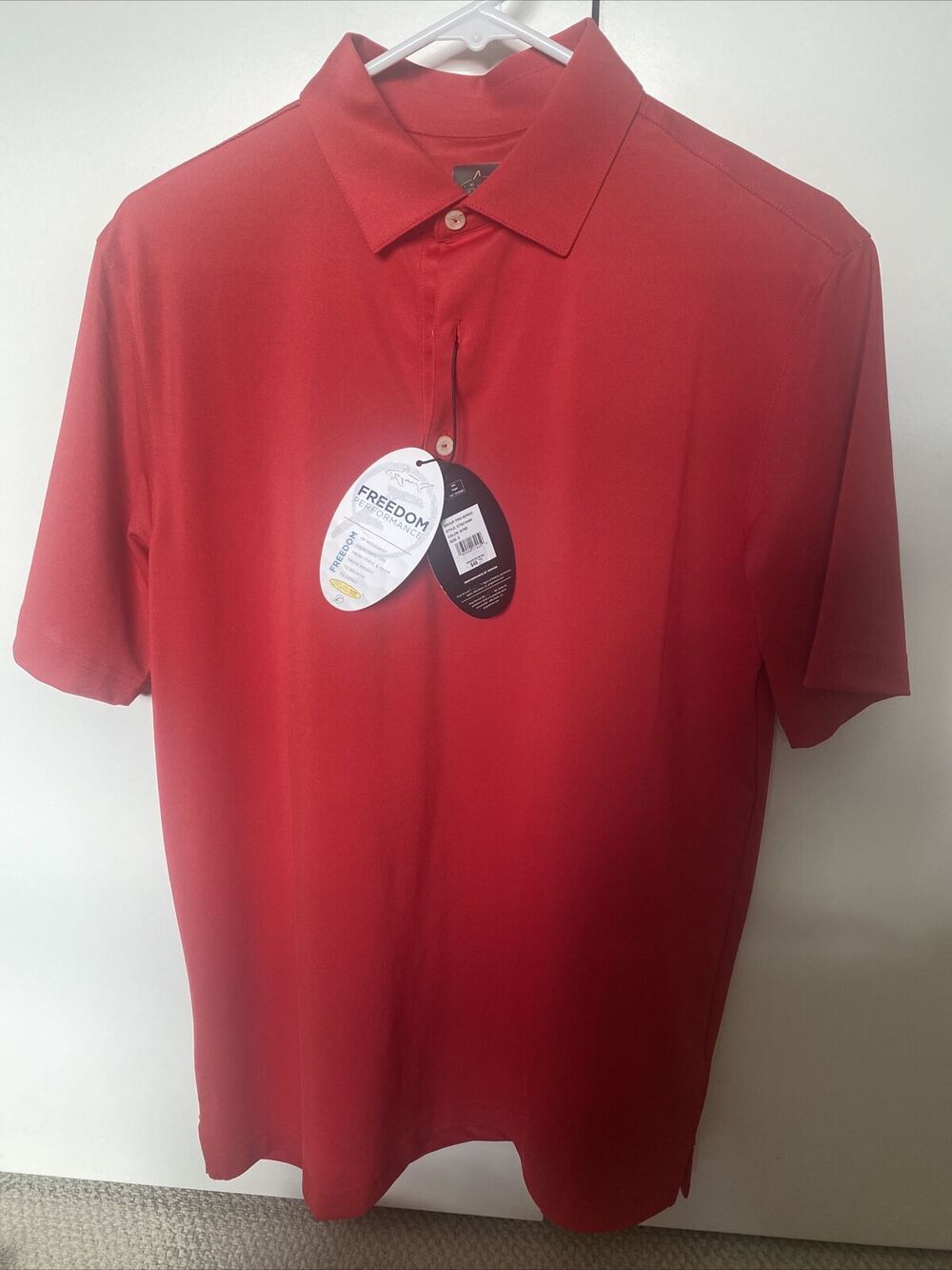 Greg Norman Golf Freedom Micro Pique Stretch Red Polo Size Small - New With Tags